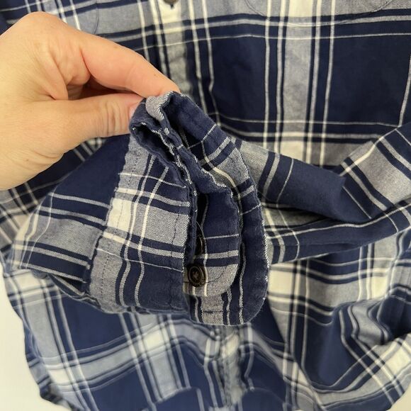 Lands End Mens Traditional Fit Shirt Stretch Blue White Plaid Pockets Size Small - Picture 6 of 9